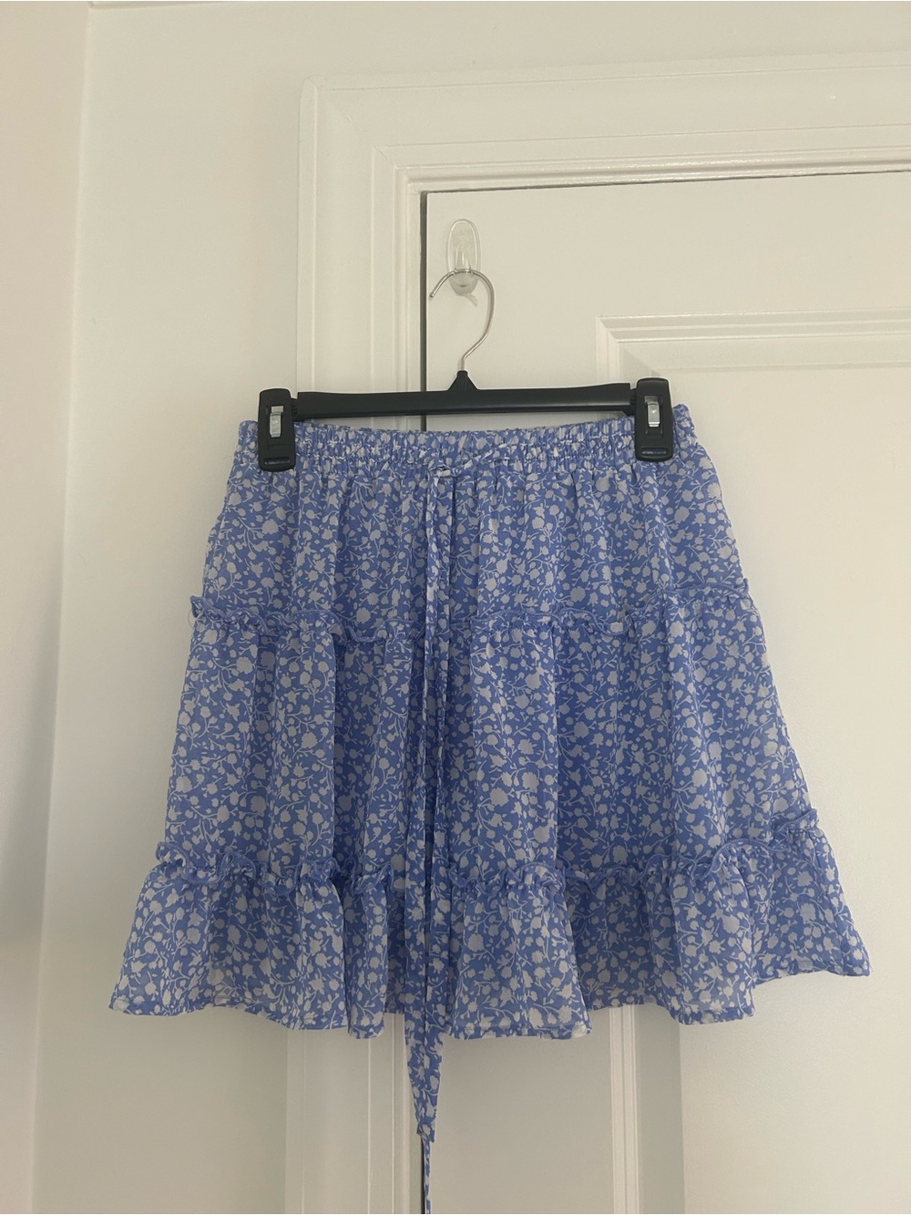 Sienna Sky Light Blue Floral Ruffle Skater Skirt